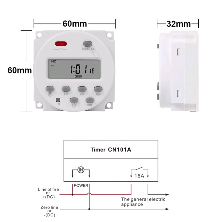 Timer Switch Digital Time Delay Relay 220V 12V CN101A Untuk Lampu Digital Timer Programmable On Off