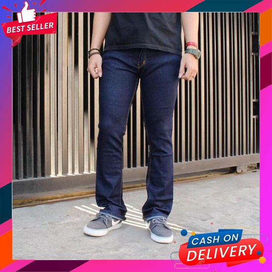Celana Panjang Pria Ripped Jeans Navy Hitam Original Branded Sobek Robek Denim New Favorite Kekinia 