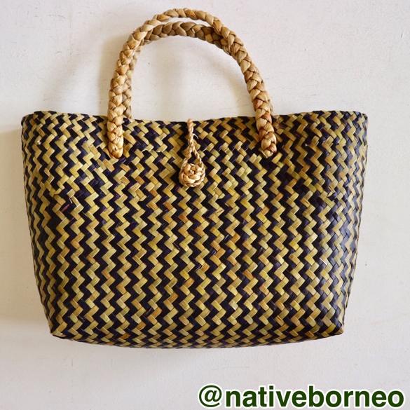 ☁ Tas Purun Midi Chevron [E011] - Tas Purun Midi Motif, Handbag Purun Motif, Tas Anyam Motif Ek ♕