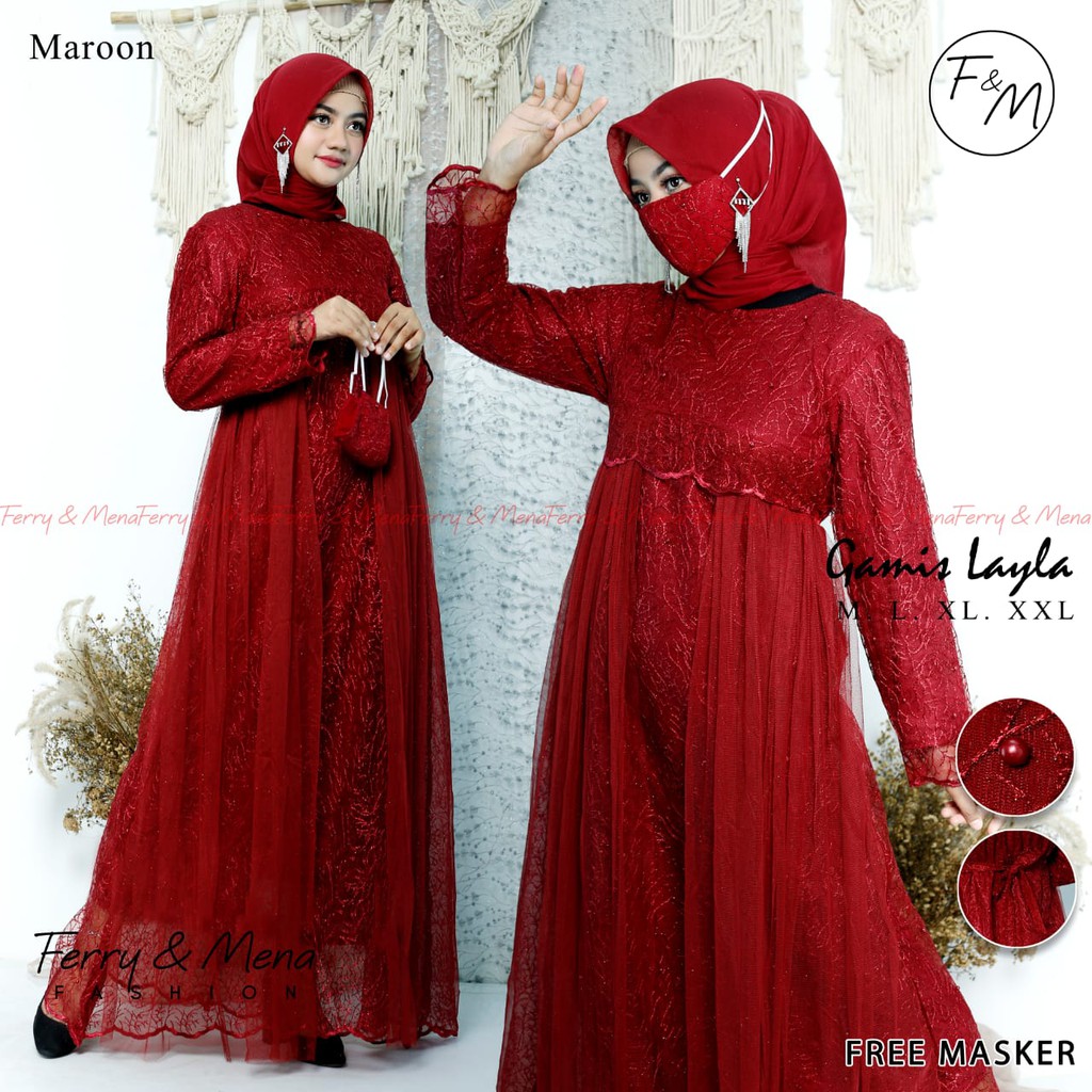 DRESS GAMIS MAXI LYLA TILE/KEBAYA GAMIS TILLE REMAJA PREMIUM