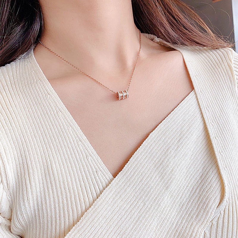 XiaoboACC Kalung Liontin Pinggang Kecil Bahan Titanium Steel Lapis Emas 18k Ukuran Gaya Korea 38cm + 6.0cm