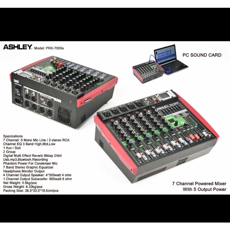 POWER MIXER ASHLEY PRX7000s PRX 7000s 7CH + LINE SUB ORIGINAL