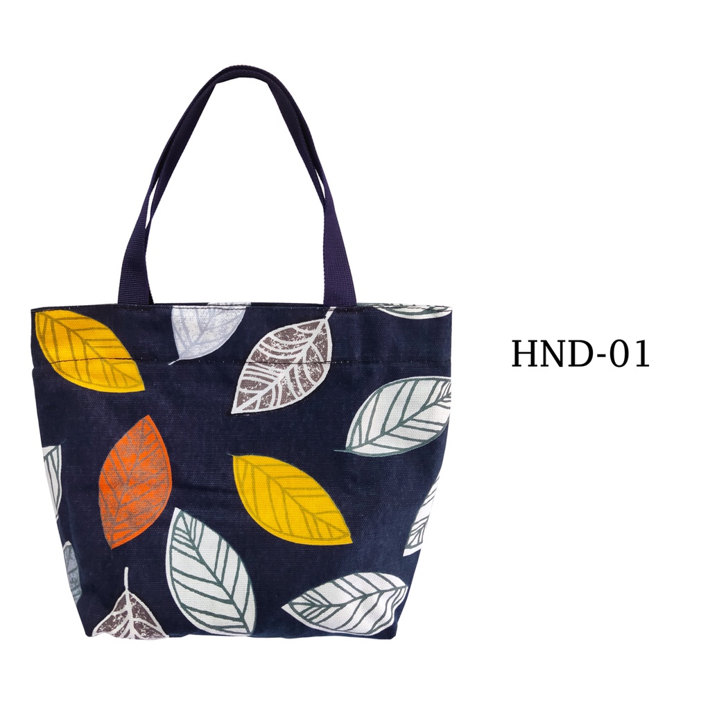 TAS KANVAS HAND BAG TAS TANGAN TOTE BAG BAHAN KAIN KANVAS TEBAL DENGAN RITSLETING MOTIF HND-01