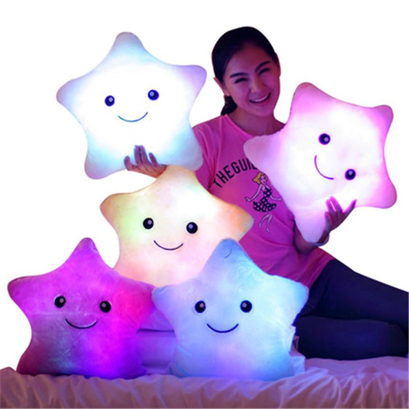 Boneka Anak 5 colores almohada luminosa estrella cojín colorido brillante muñeca de felpa estrella