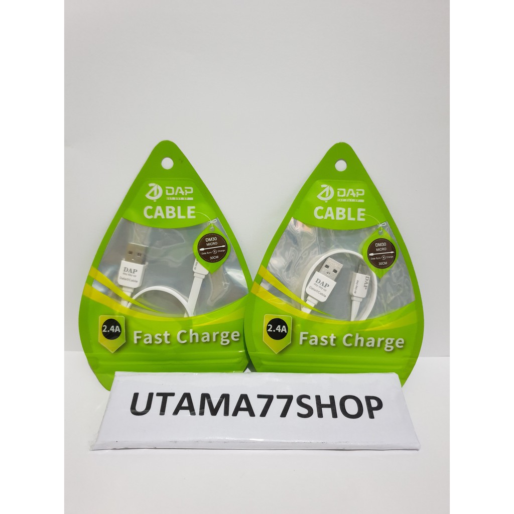 Kabel Data Micro usb DAP DM30 Kabel Micro USB Fast Charging 2.4A panjang 30cm