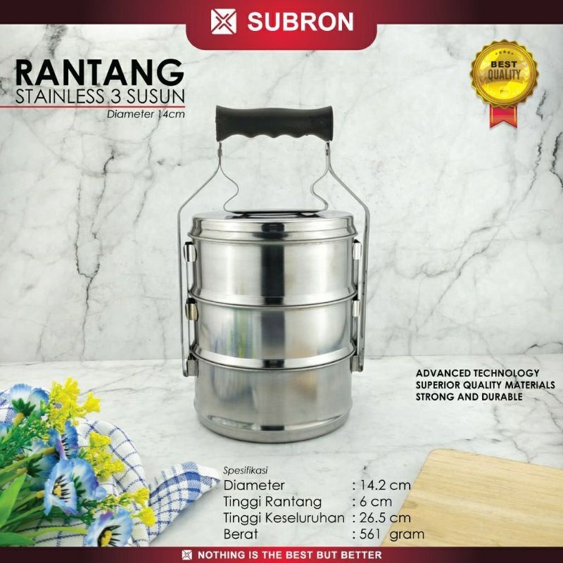 Rantang Subron stainless 14cm susun 3/Rantang stainless Susun 4
