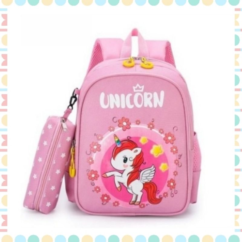 Tas Ransel Sekolah Mini Uniqorn Anak Perempuan Paud TK Dan SD Free Tempat Pencil