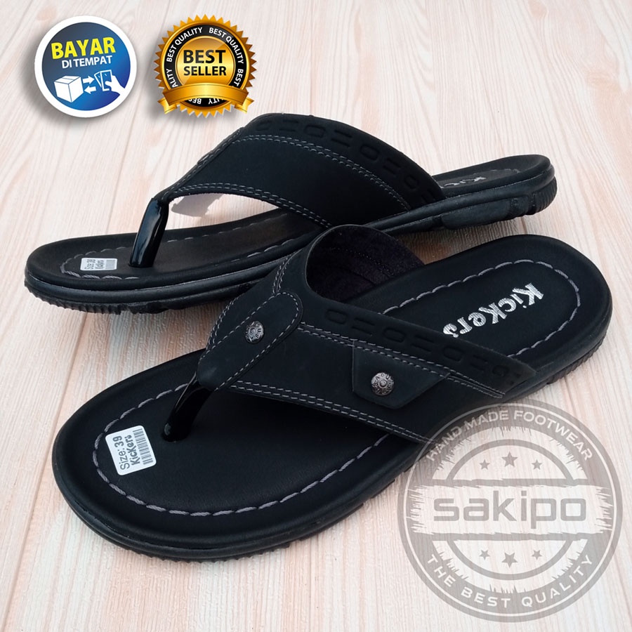 PROMO 2.2 SANDAL PRIA DEWASA REMAJA KICKERS JAPIT HITAM COKLAT TAN TRENDI TERBARU / SANDAL JEPIT TERMURAH / SAKIPO