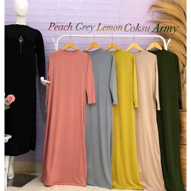 Manset Gamis Jersey Spandek Daleman Busana Muslim Jubah Long Dress Inner