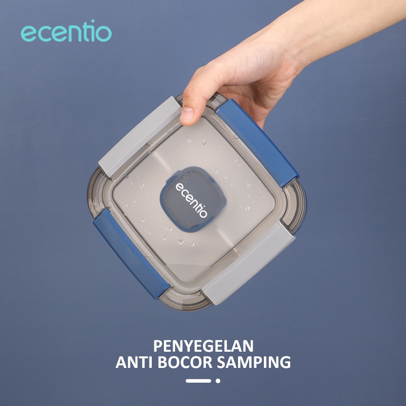 ecentio 1.1L lunch box/kotak bekal/kotak makan/tempat makan double-layer 1100ml anti bocor BPA free wadah saus square