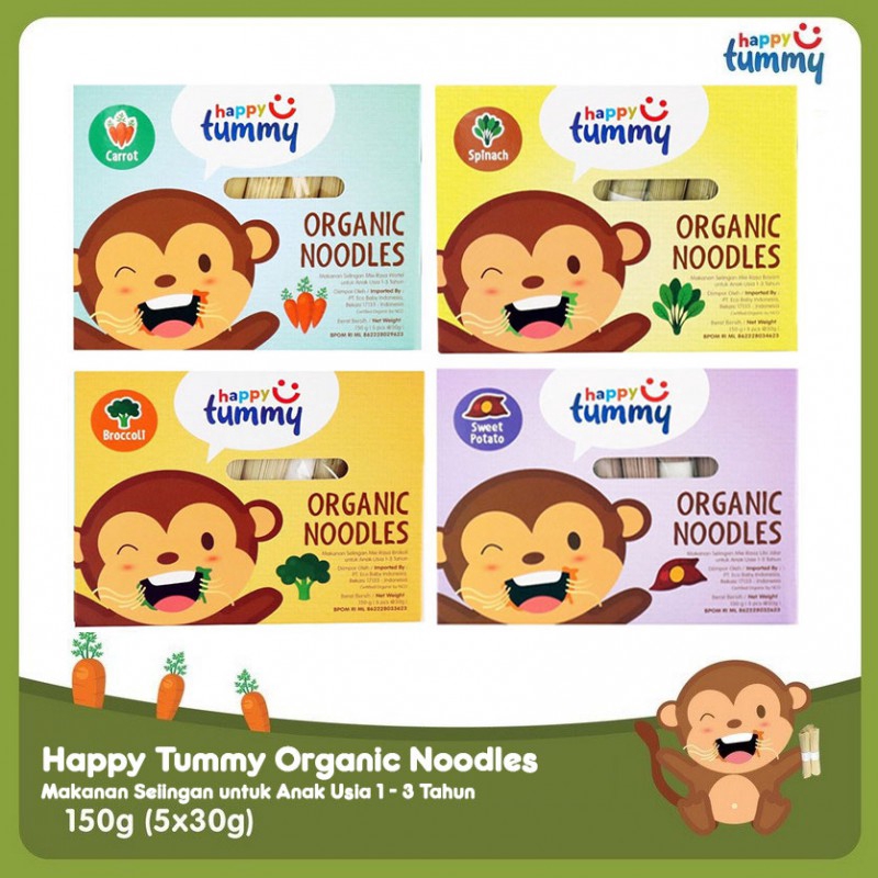 Happy tummy Organic Noodle 150g (5 kali makan) / Mie bayi mpasi organik / baby noodle