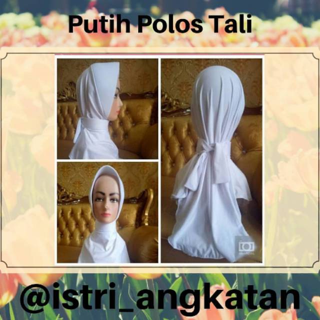 Jilbab Putih Polos Tali