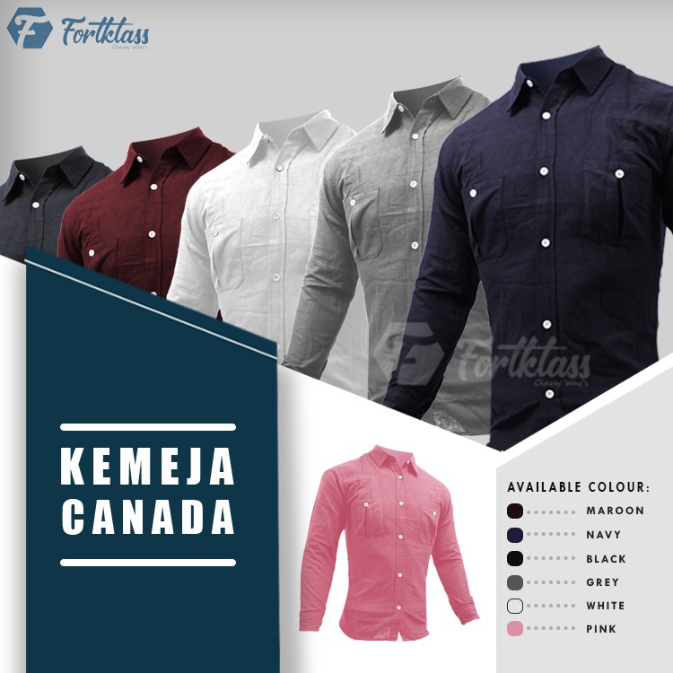 KEMEJA REMAJA CANADA  LENGAN TANGAN PANJANG FORMAL KASUAL INDONESIA