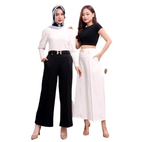 kulot belt scuba H | kulot highwaist scuba | celana kulot wanita