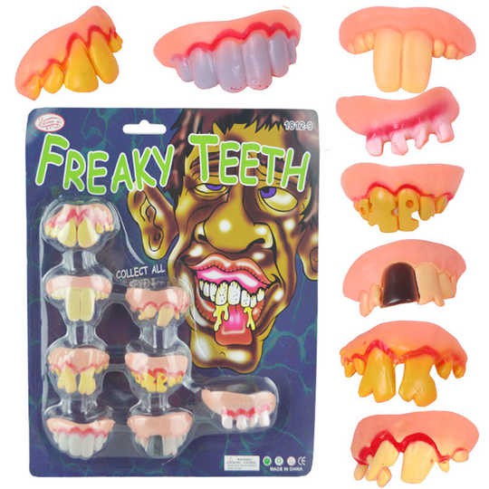 FRTH freaky teeh set 8 pcs gigi palsu ompong rusak funny prank toys mainan