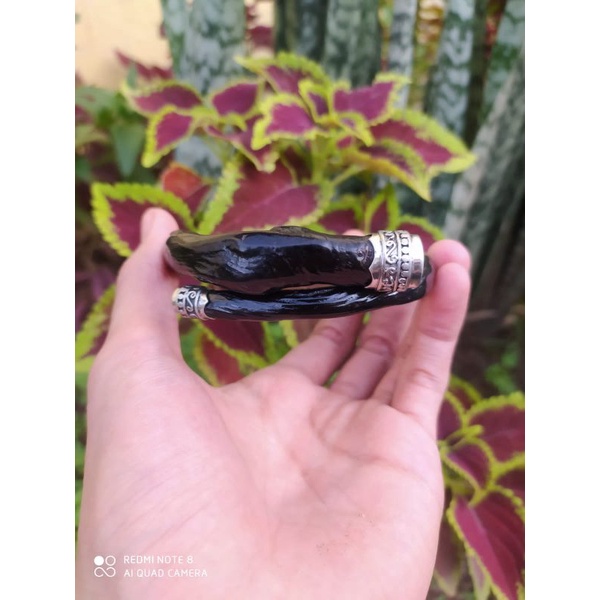 GELANG AKAR BAHAR HITAM LENTUR RING MONEL