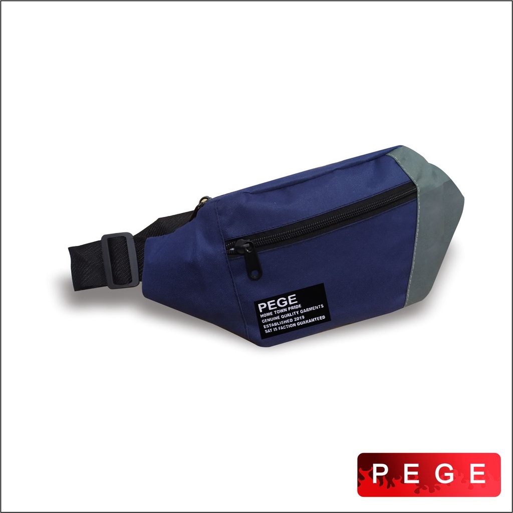 pege 8843 - Tas Waistbag Oval Kombinasi Tas Pinggang Selempang Bahu Pria Model Kasual