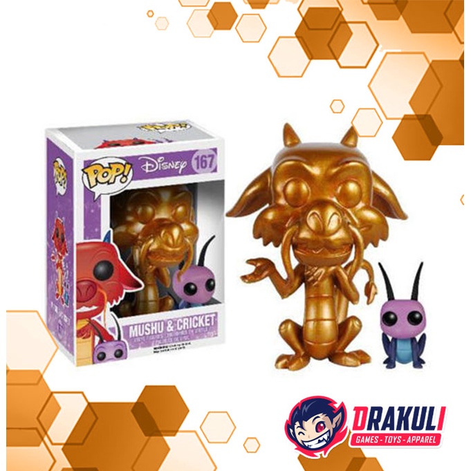 Toys Funko Pop! Disney Mulan – Mushu (Gold) &amp; Cricket (Singapore Exclusive)