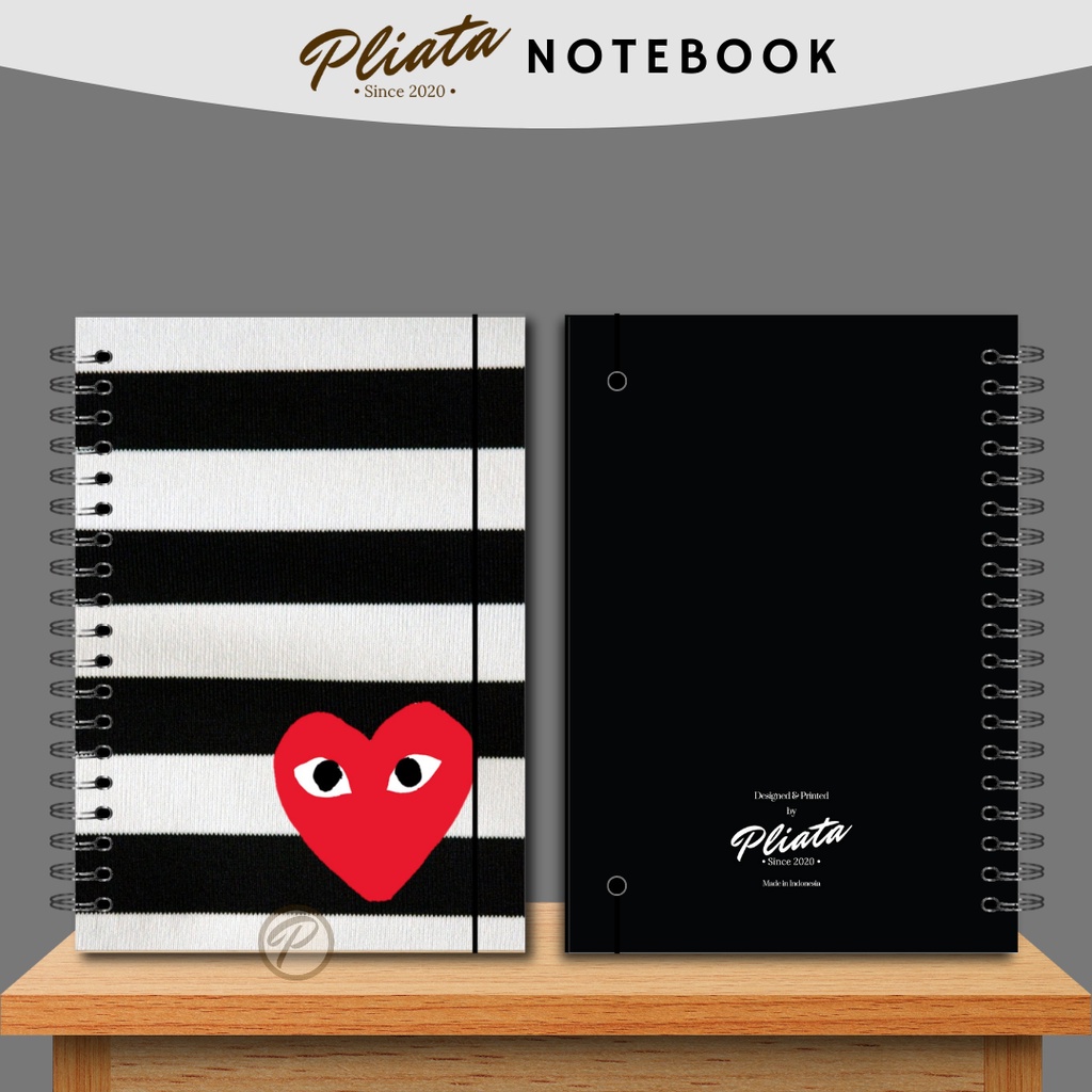 PLIATA NOTEBOOK SPIRAL - PN10 CDG Stripe - Softcover Doft Aesthetic Book Buku Tulis