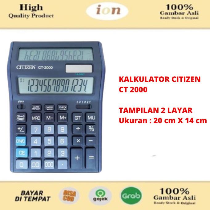 

[COD] KALKULATOR CITIZEN CT 2000 / CALCULATOR 14 DIGIT -KALKULATOR 2 LAYAR BERKUALITAS Kode 1058