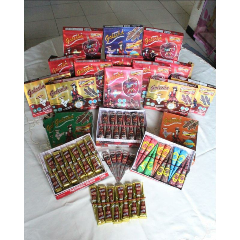 

Henna Golecha Gold Series hitam, merah cabe, merah maroon, merah cherry
