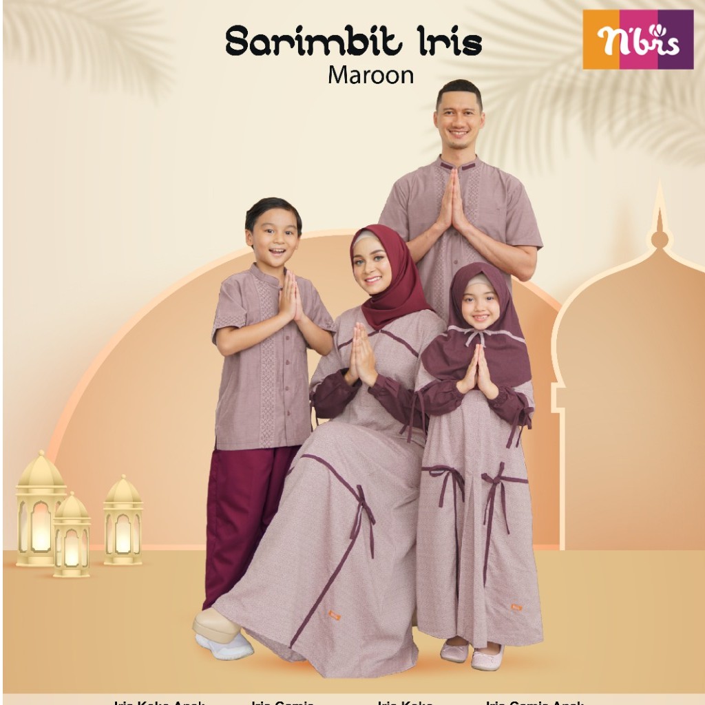 BAJU SERAGAM KELUARGA SARIMBIT 2021 GAMIS IRIS MAROON