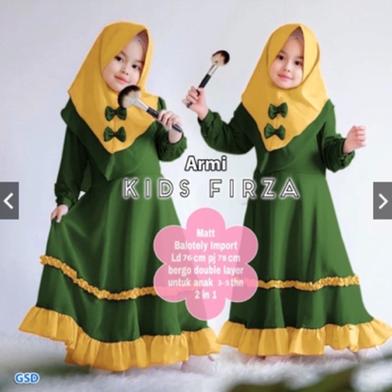 GAMIS ANAK +JILBAB FIRZA KIDS/AISAH(1SET +JILBAB)