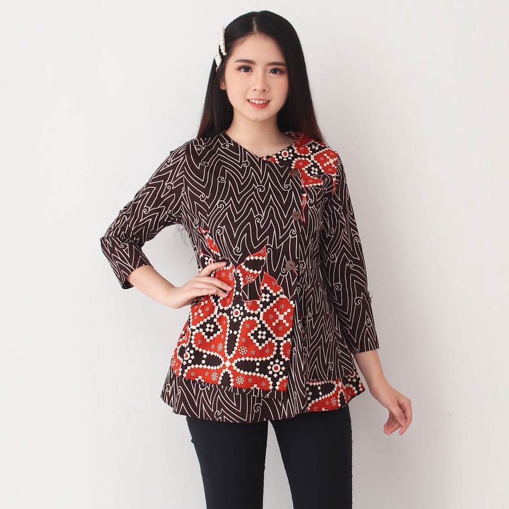 Batik wanita - Atasan blouse batik wanita fashion 184 SG-BROWN C