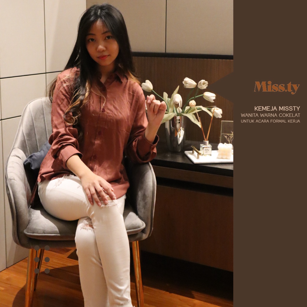 Kemeja Missty Wanita Warna Cokelat Untuk Acara Formal Kerja (36556)
