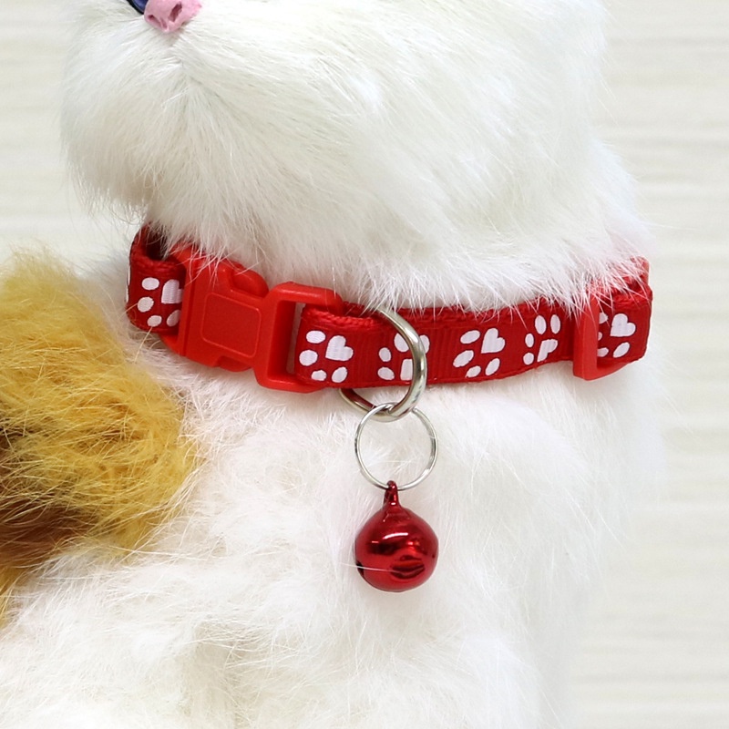 Adjustable Pet Cat Dog Puppy Glossy Reflective Collar Safety Buckle Bell Strap -PD