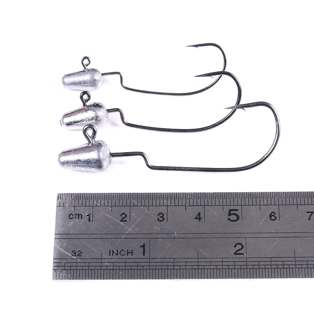 Hengjia 5pcs / Lot Mata Kail Jig Head 3.5g 5g 7g Warna Silver 1# 1/0# 2/0# Lead Jigging Single Hook with Barbed For Worm Soft Bait