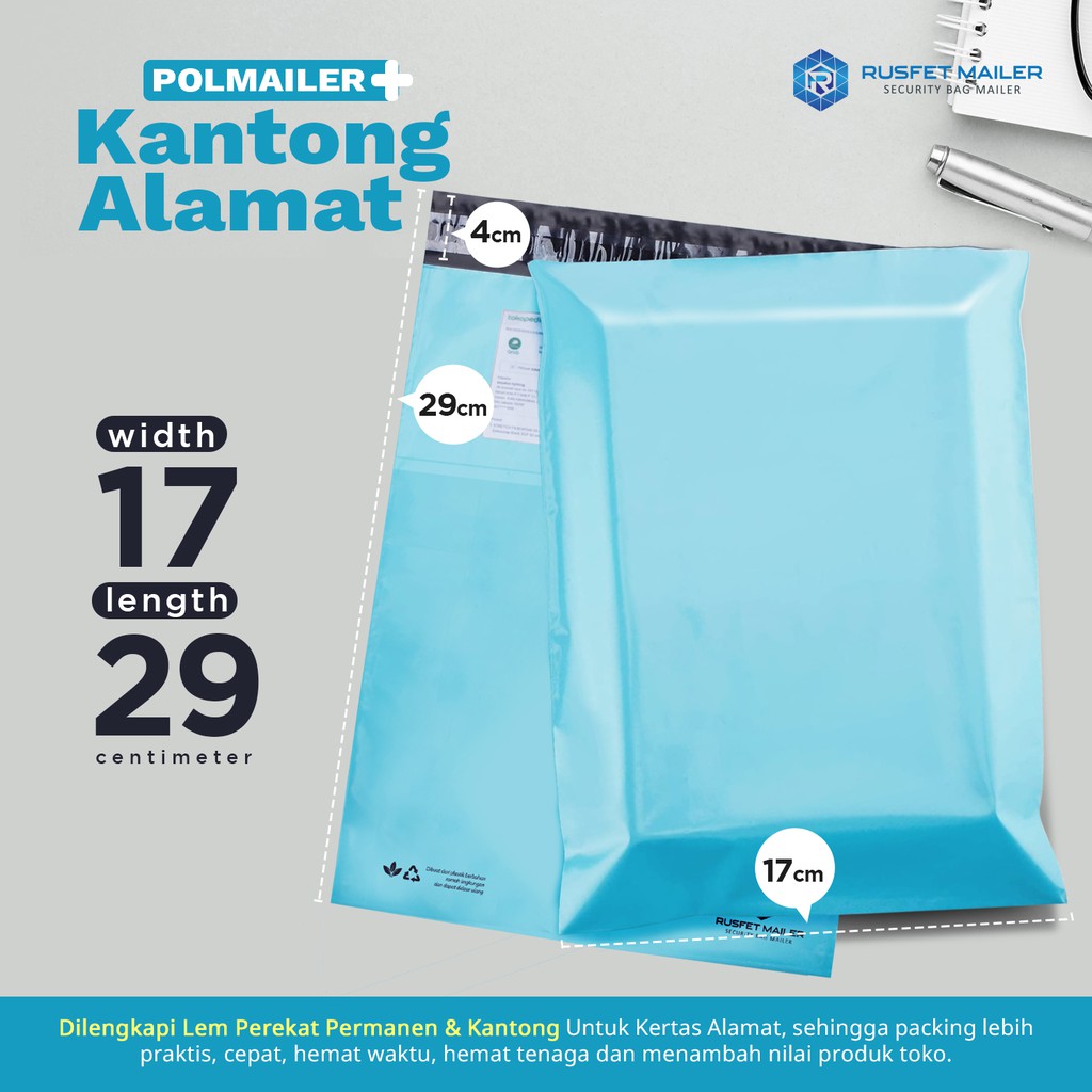 

PLASTIK PACKING ONLINE SHOP POLYMAILER POLIMAILER BABY BLUE 17X29