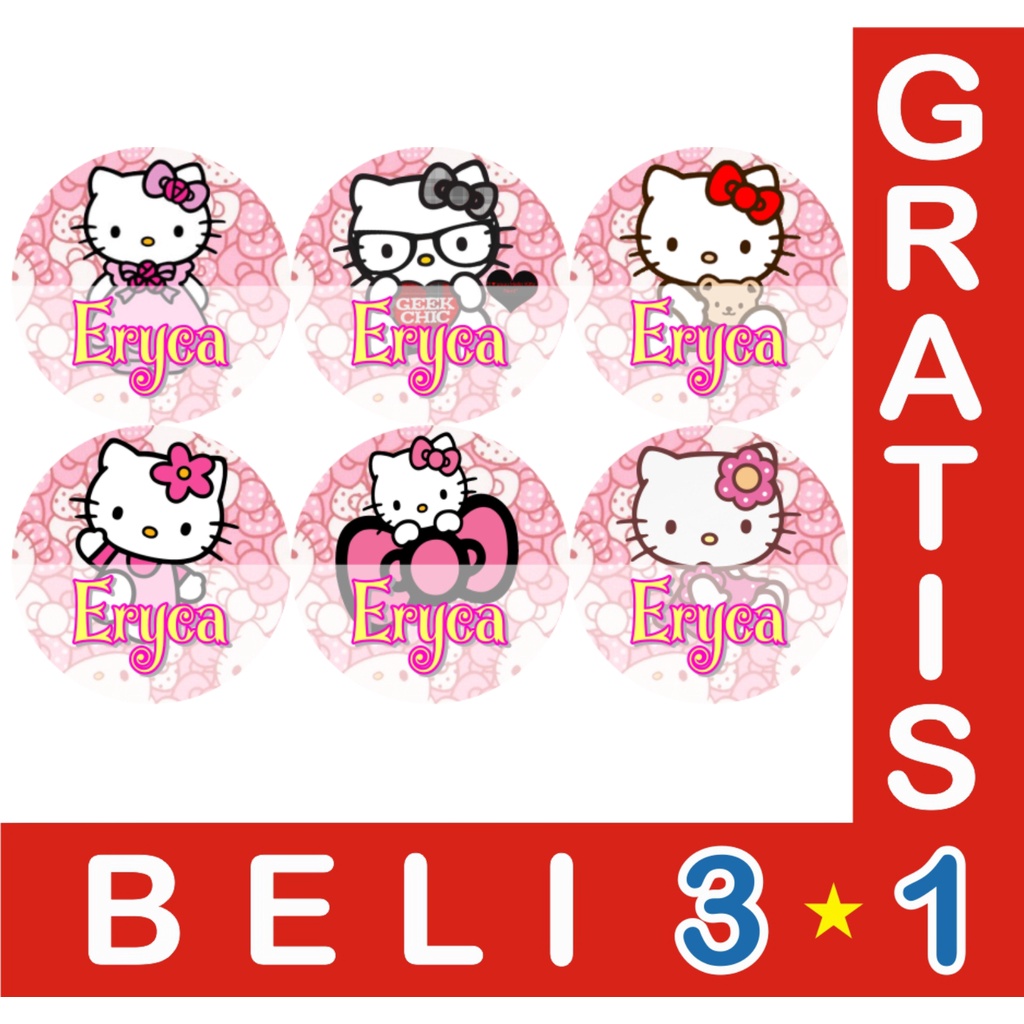 

STIKER LABEL NAMA WATERPROOF CIRCLE HELLO KITTY 2