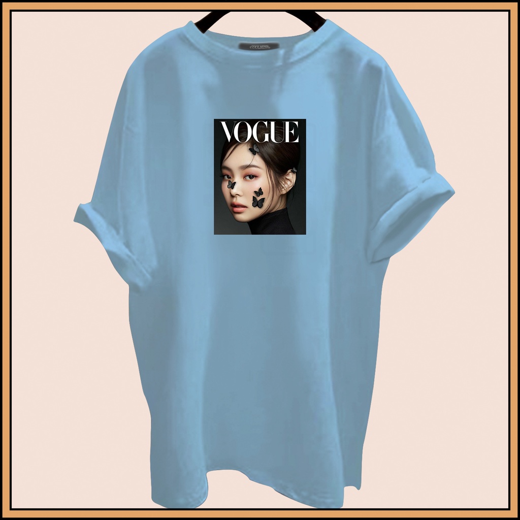 CALVIERO SHOP - BAJU KAOS ATASAN WANITA PRINT VOGUEE JENI LOGO GALAXY PRINT