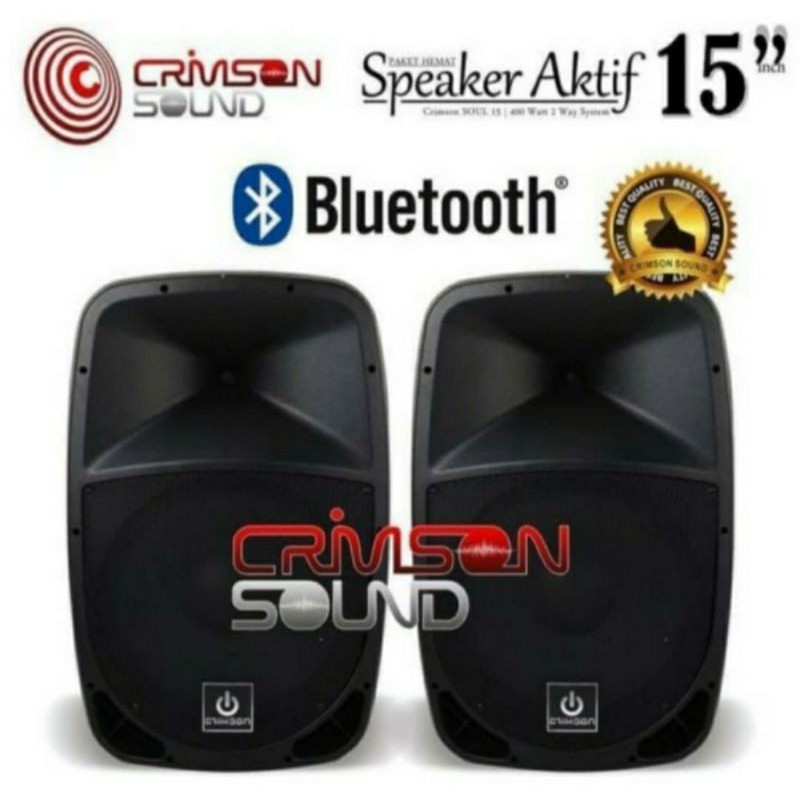 Paket Sound Crimson 15 Inch Aktif Speaker + Stand Dan Mic Bergaransi