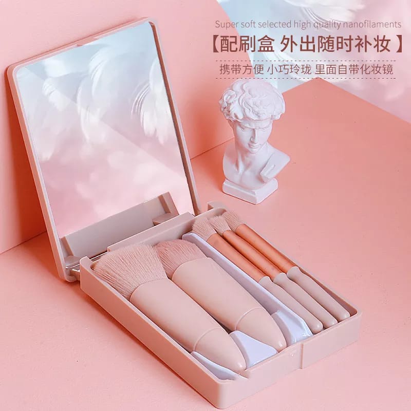 Make Up Brush Set Kuas Make Up Portable Cermin Set Makeup Eye Shadow Foundation Blusher Blending Makeup Beauty Tools F592