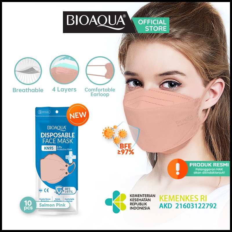 BIOAQUA Disposable Masker Evo Masker Wajah 4ply 10pcs/bag
