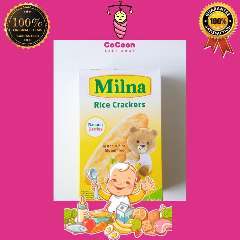 Camilan Snack Bayi Milna Rice Crackers Banana Berries Rasa Pisang Beri