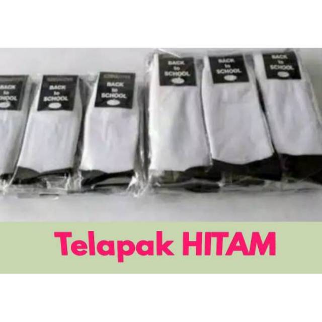 Kaos Kaki Sekolah Back To School Putih Telapak Hitam SD SMP