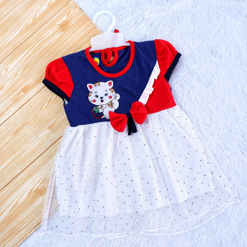 Stelan 6-12 Bulan Dress Tile & Celana Dalam Anak Bayi Perempuan. Setelan Pakaian Baju Baby Cewek 1 Tahun-1
