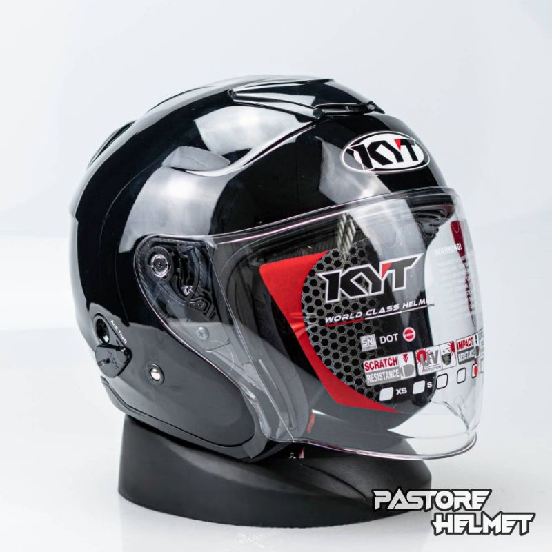 Helm KYT Kyoto R Solid Black Glossy / Kyoto Black Metalik / Kyoto Hitam Glossy / Produk Original KYT