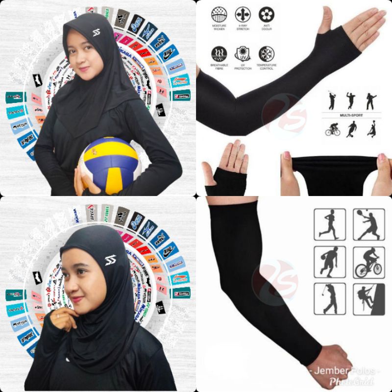 Hijab sport hijab voli jilbab olahraga kerudung hitam hijab instan topi renang muslimah handsock