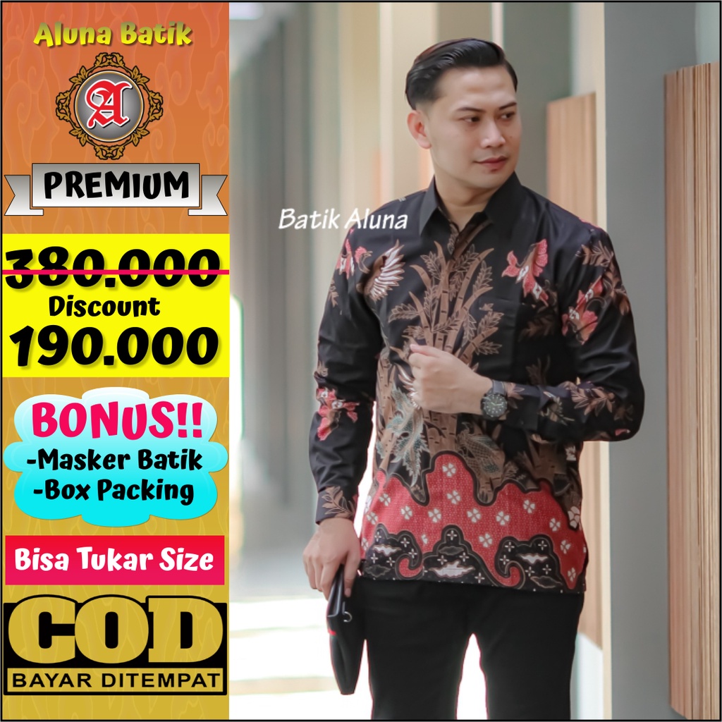 Kemeja Batik Pria Premium Lengan Panjang Produsen Batik Aluna Sragen PCW 021