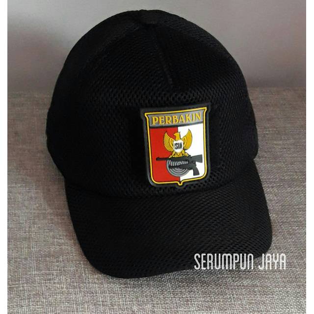 TOPI PERBAKIN JARING DOUBLE MESH VELCRO DENGAN PATCH