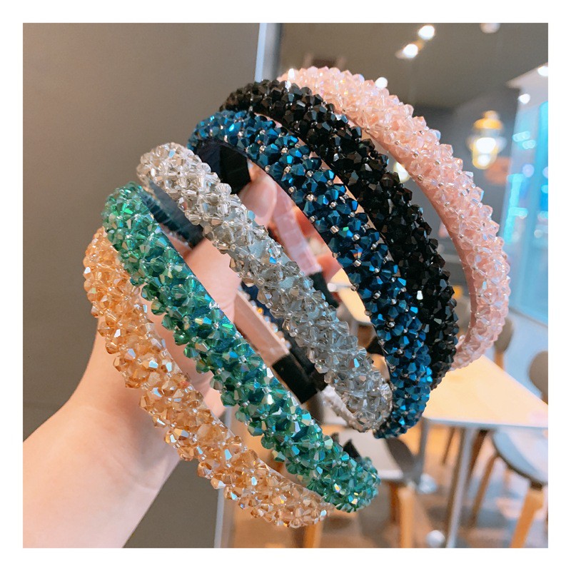 Korean Ins Crystal Beaded Headband Fashion Simple Hair Bands for Women Hair Accessories