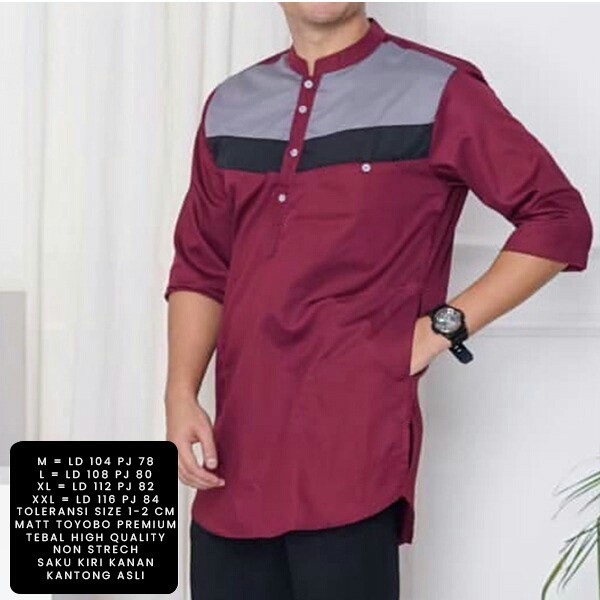 BAJU MUSLIM KOKO NDREX LENGAN TIGA PEREMPAT TERBARU size M L XL XXL