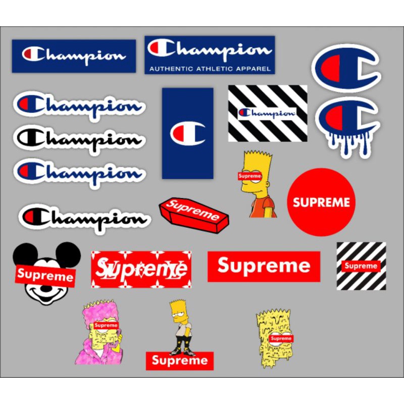 

Paket Stiker brand isi 17 pcs campur distro clothing brand Luar dan dalam negeri tumbrl Aesthetic grafiti hype laptop Striping Aron Vespa
