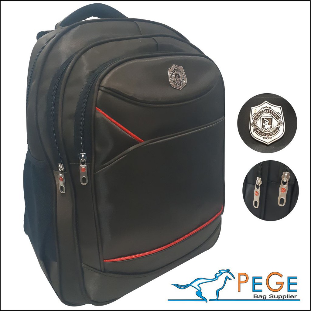 PG 9714 - Tas Ransel Laptop Punggung Polo Bahan Waterproof Tebal Pria Wanita Unisex Ukuran 18Inch