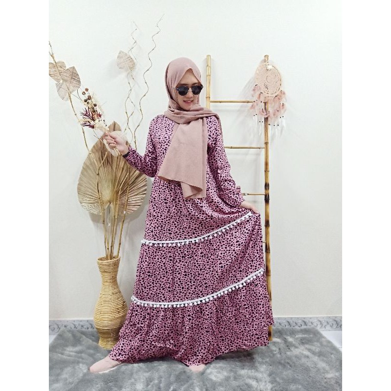 GAMIS MOTIF MACAN KATUN RAYON REMPEL WIRU DRESS MURAH BUSUI BAJU PREMIUM GROSIR TERBARU