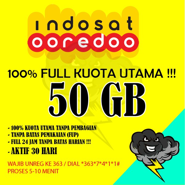 Kuota indosat 50Gb dan 60GB 24 jam kuota utama tanpa batas pemakaian 30 harii
